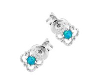 Flower with Opal Silver Stud Earring STS-6821